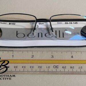 New BENELLI Eyeglasses Frames B102 55-19-145 Color Gun Half Rim w/ Sleeve